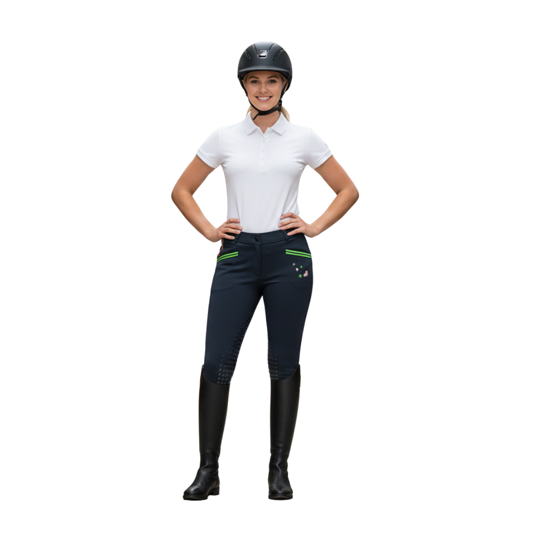 Culotte d'équitation pleine peau Stellar Navy Performance
