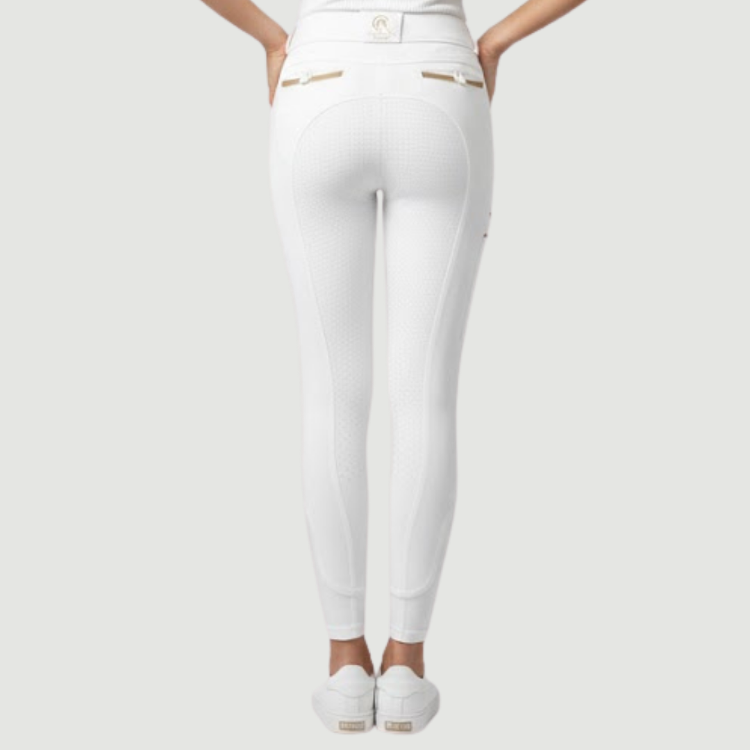 Pantalones de montar Elite Arctic White con asiento completo