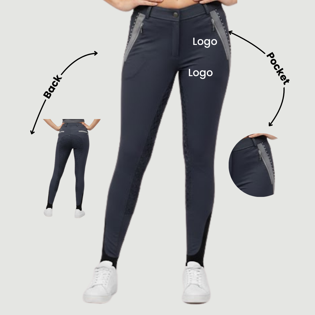 Carbon-Elite-Reithose mit Nieten und Vollbesatz