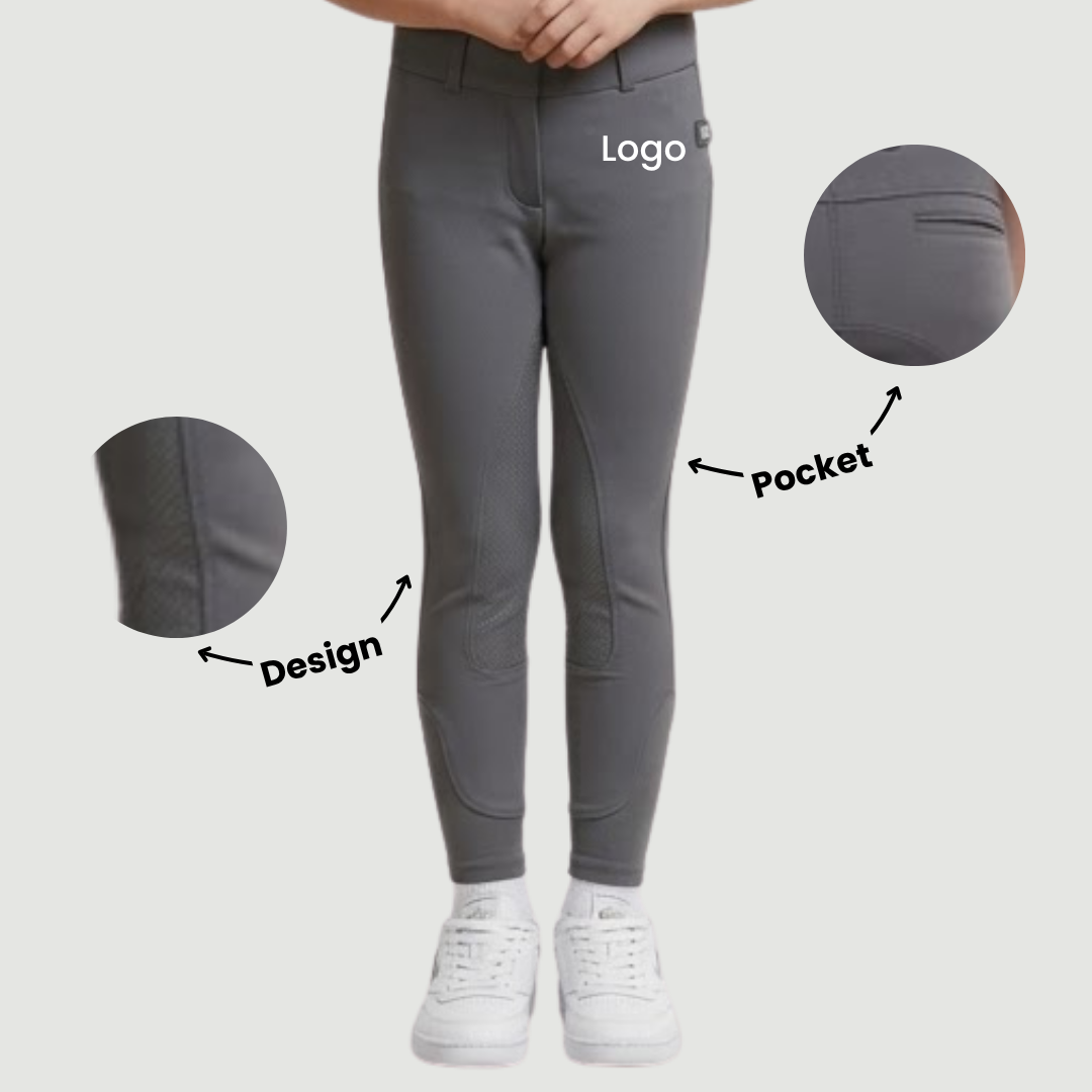 Kids' Comfort-Knit Riding Breeches – Charcoal Grey