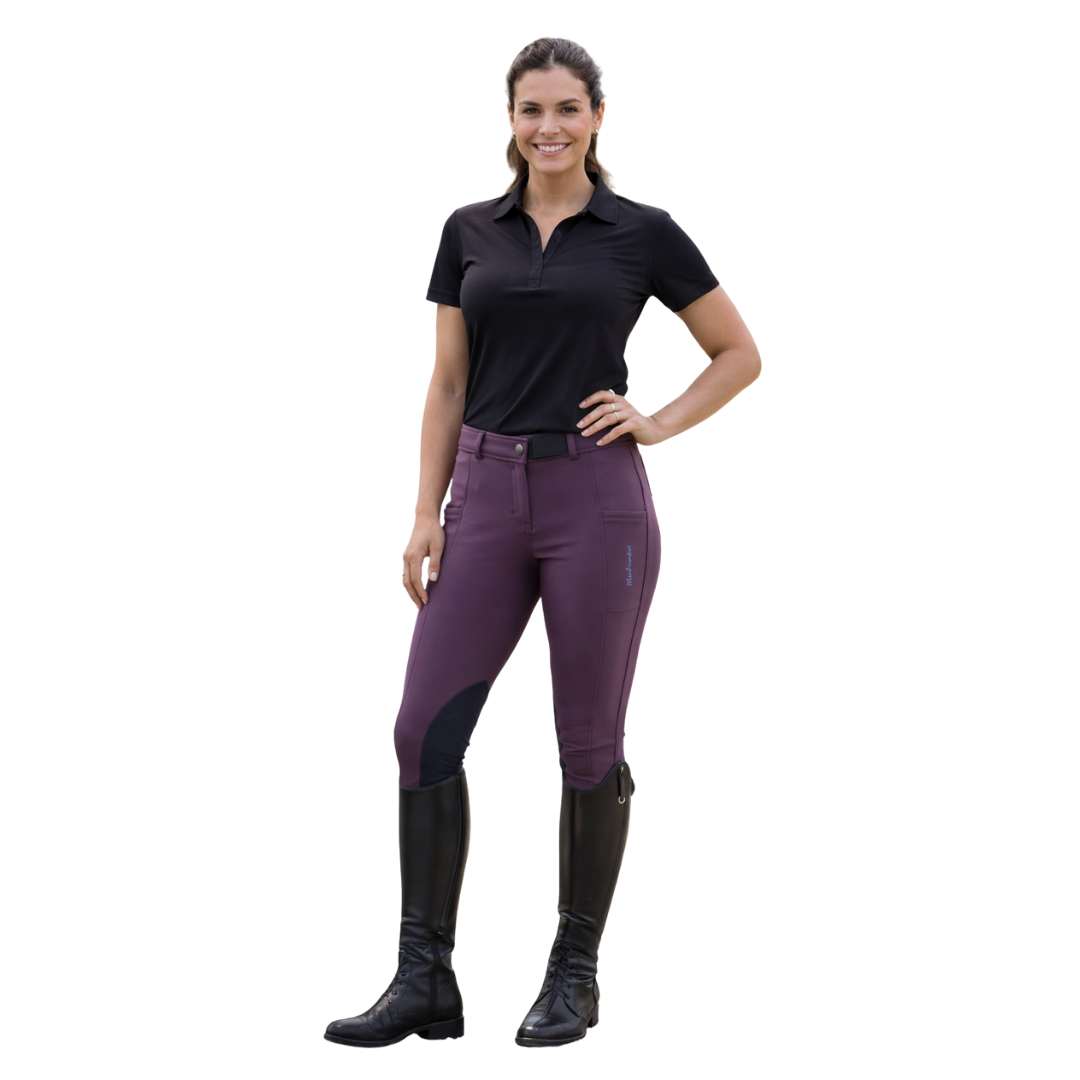 Culotte d'équitation à pinces aux genoux Premium Prune