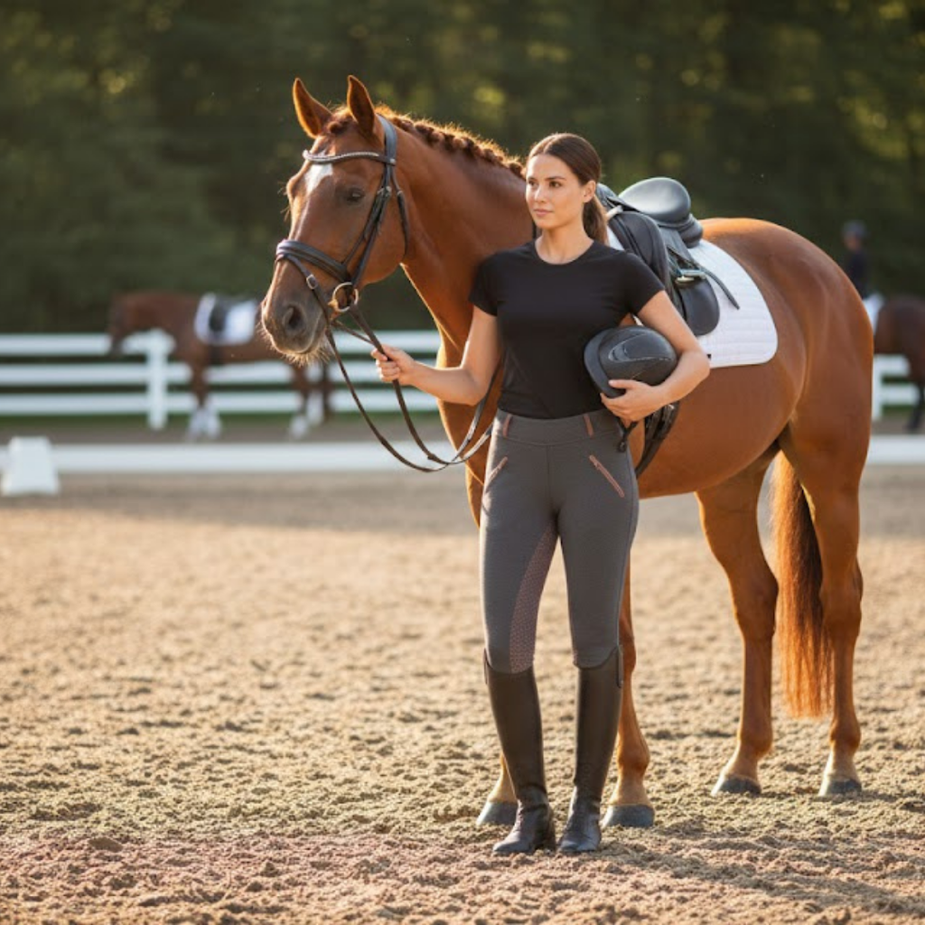 Luxe Graphite Full-Seat Riding Tights