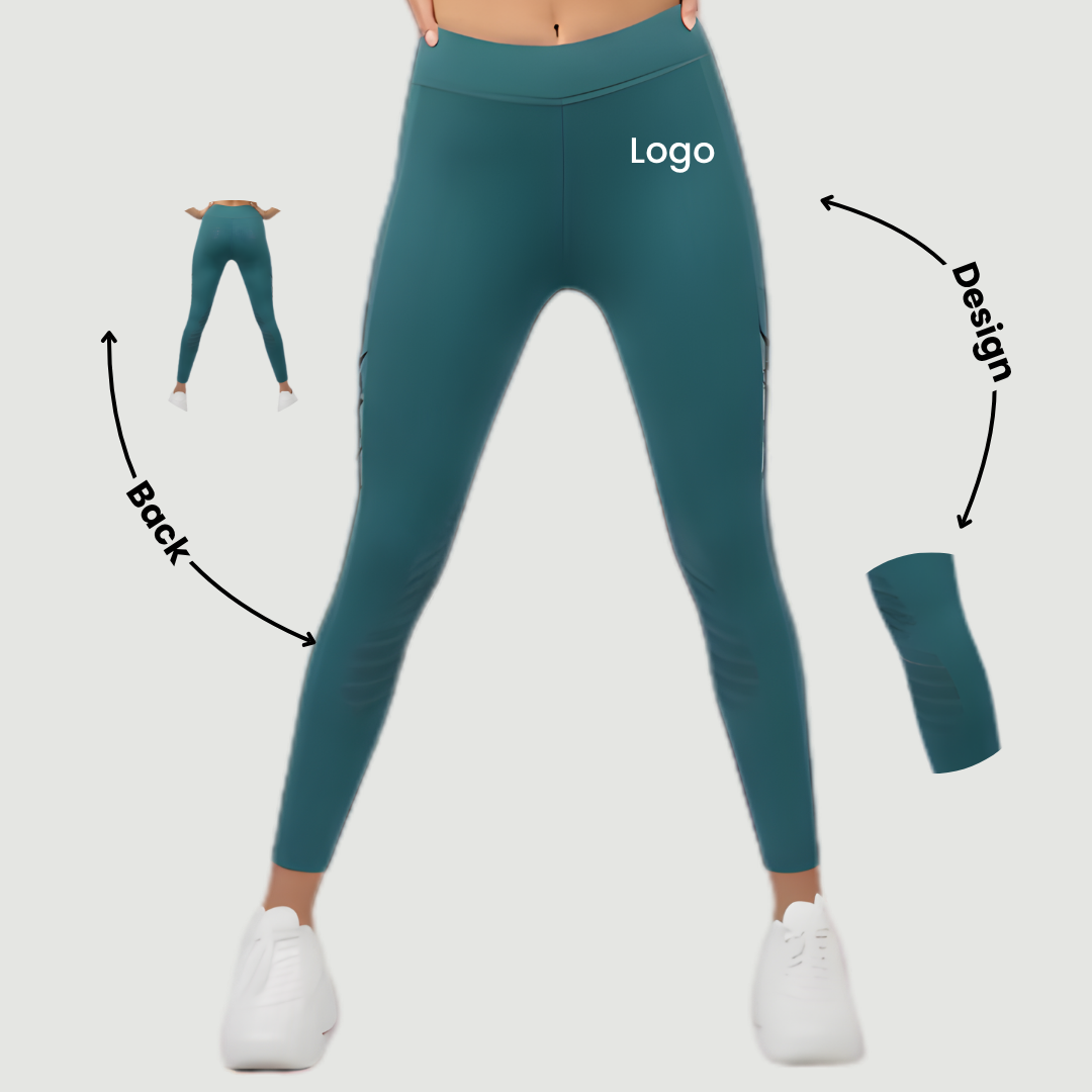 Collant d'équitation Pro-Performance Teal à fond intégral