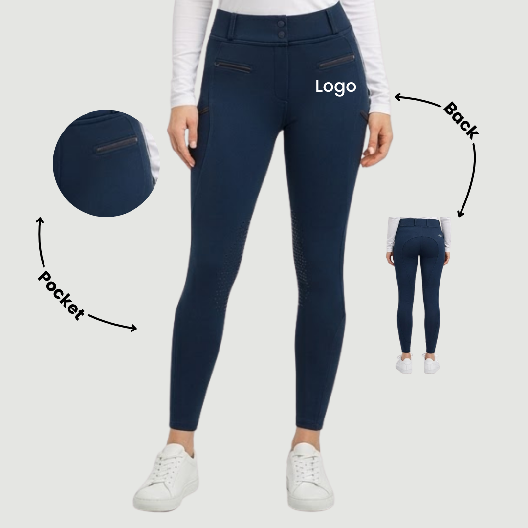 Culotte d'équitation Luxe bleu marine avec empiècements aux genoux