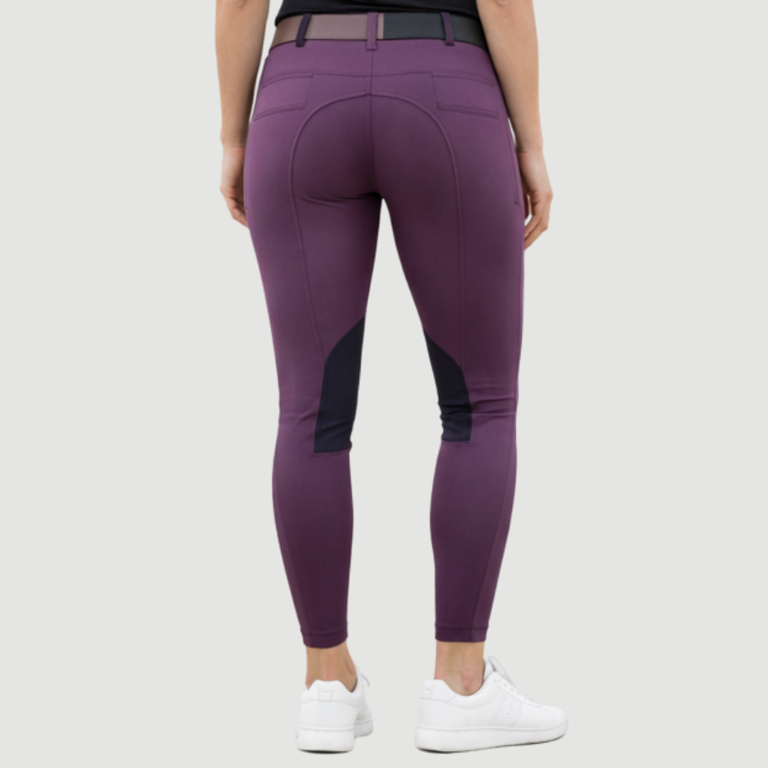 Culotte d'équitation à pinces aux genoux Premium Prune